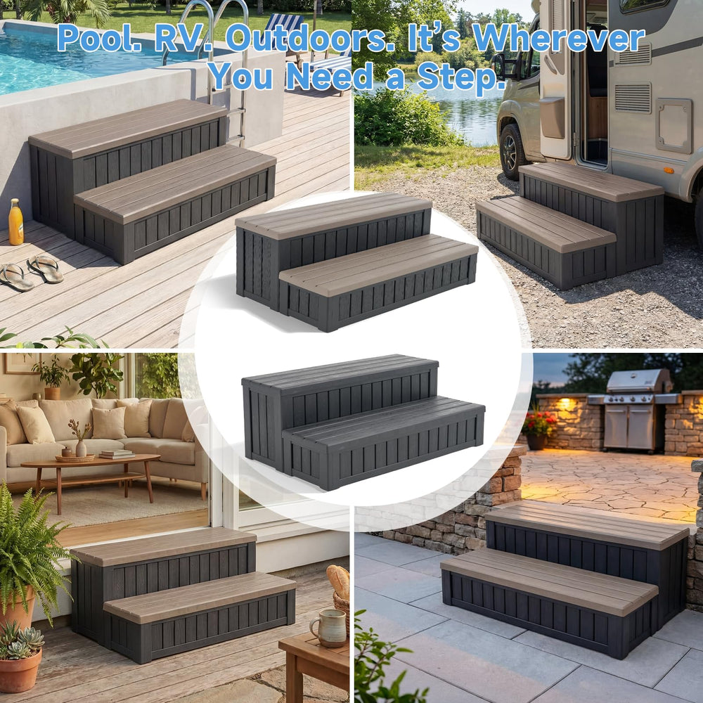 Dovov steps under light rain illustrating weather-resistant finish and easy cleaning