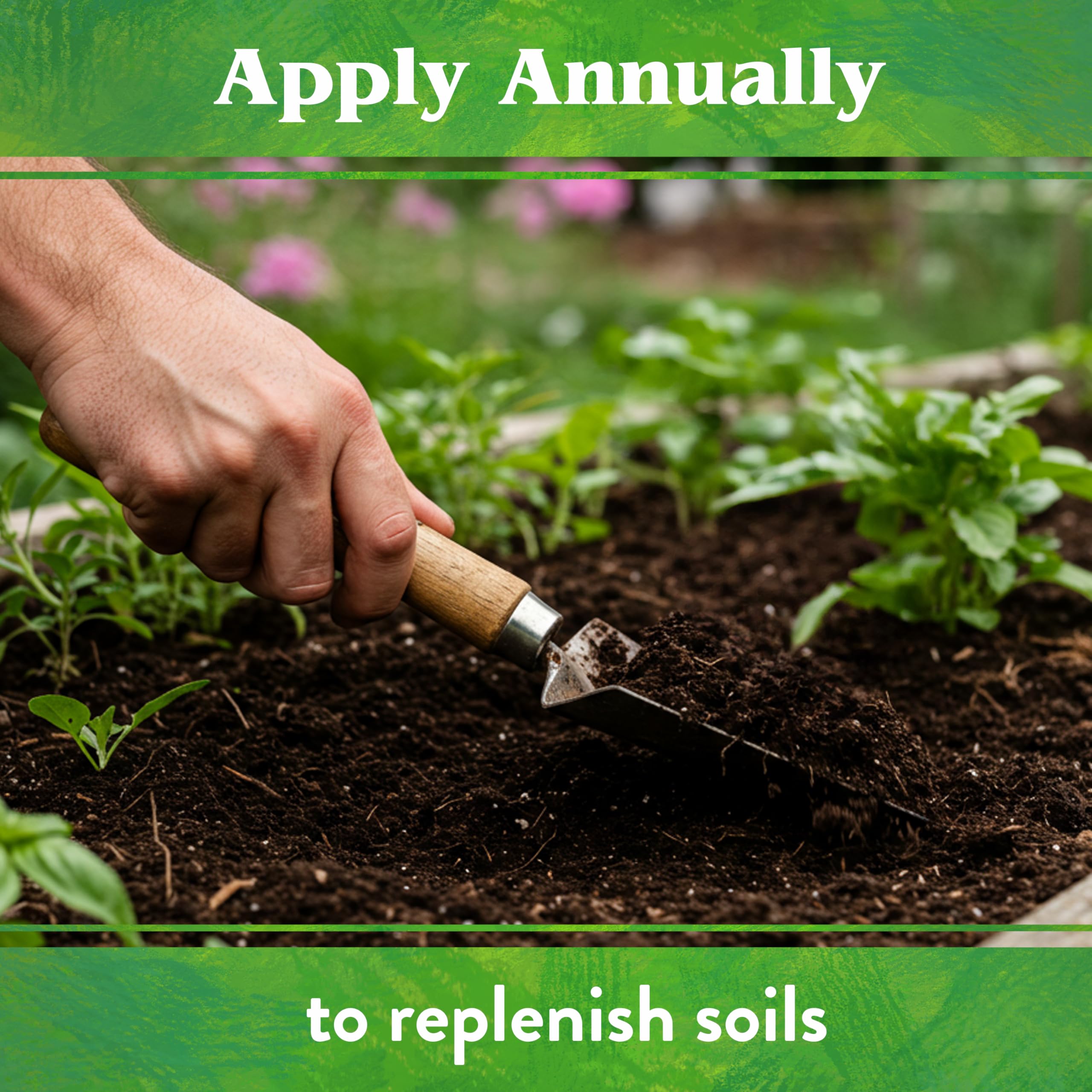 Down To Earth hand scooping fertilizer for easy targeted application benefit