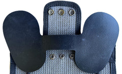 DOWN UNDER OUTDOORS saddle on a medium-large hen demonstrating protective coverage