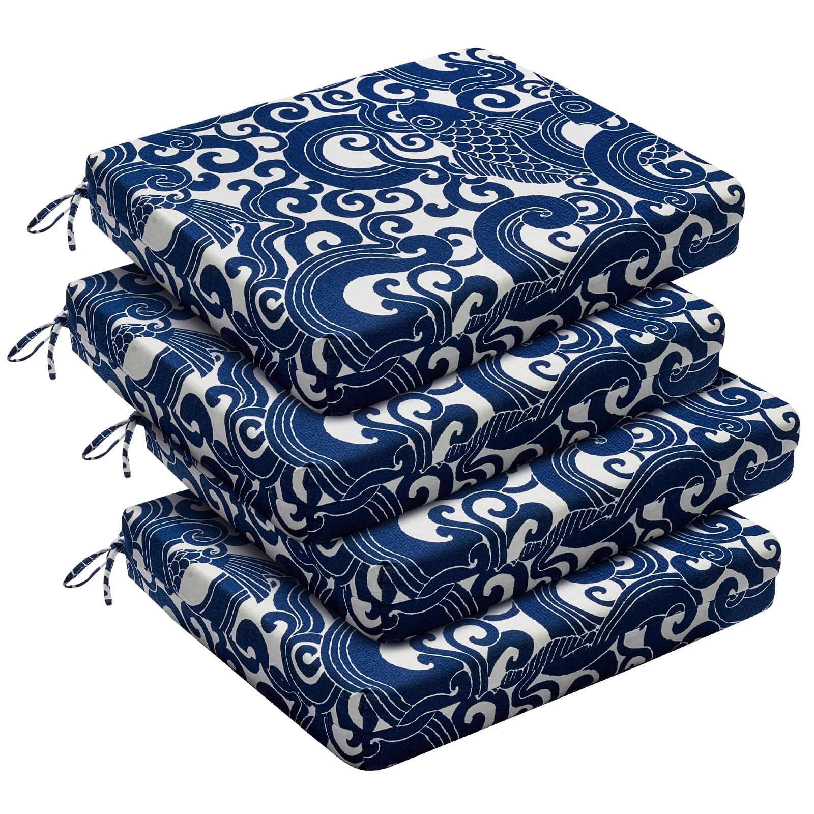 downluxe juego de 4 cojines frontales azul carp, confort inmediato