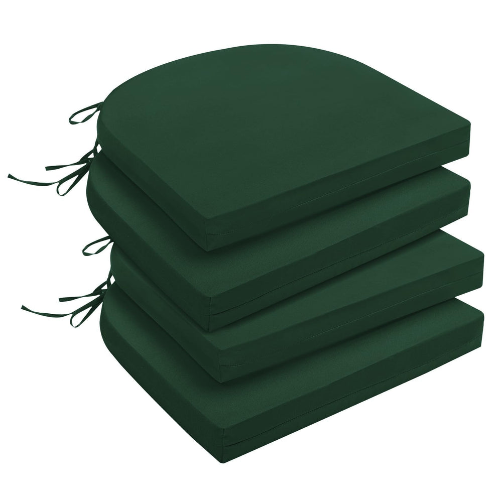downluxe forest green cushions front view showing neat set and style, adds curb appeal