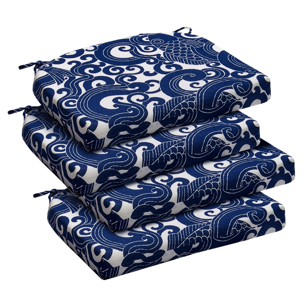 downluxe front packaging showing four blue carp cushions, compact arrival