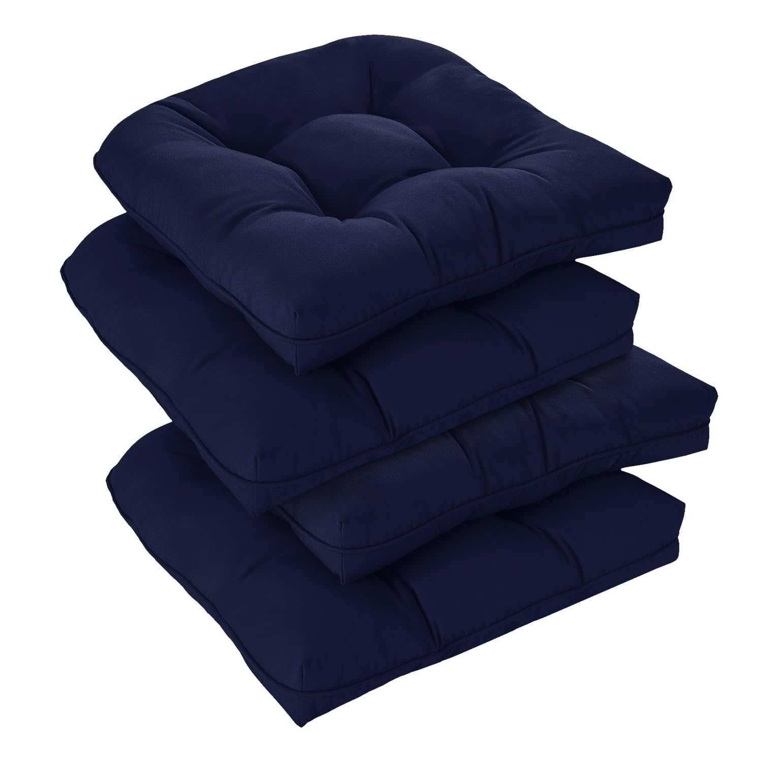downluxe front view of navy cushion set showing neat packaging and color, enhances patio style