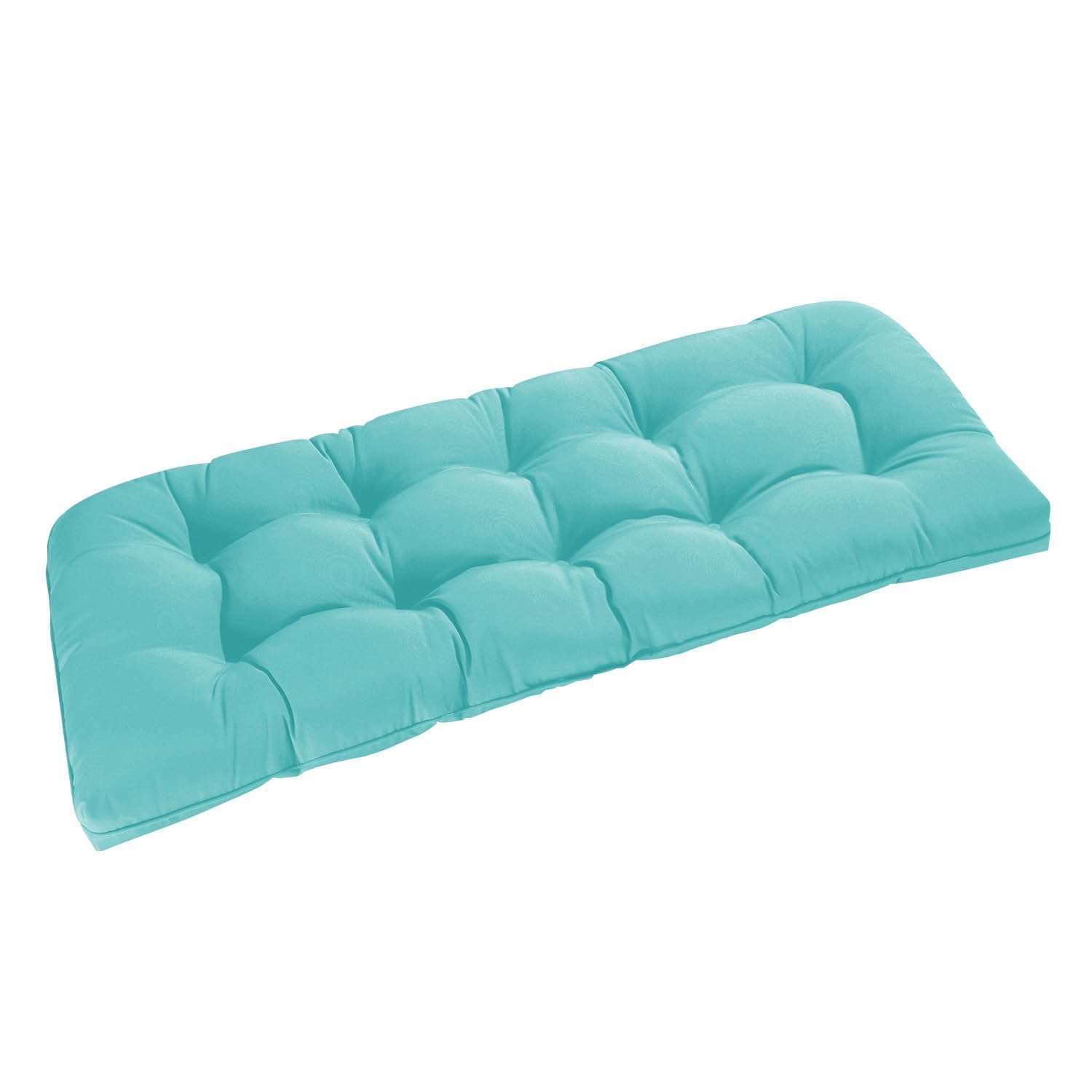 downluxe front view bench cushion showing teal color and neat finish for comfy seating