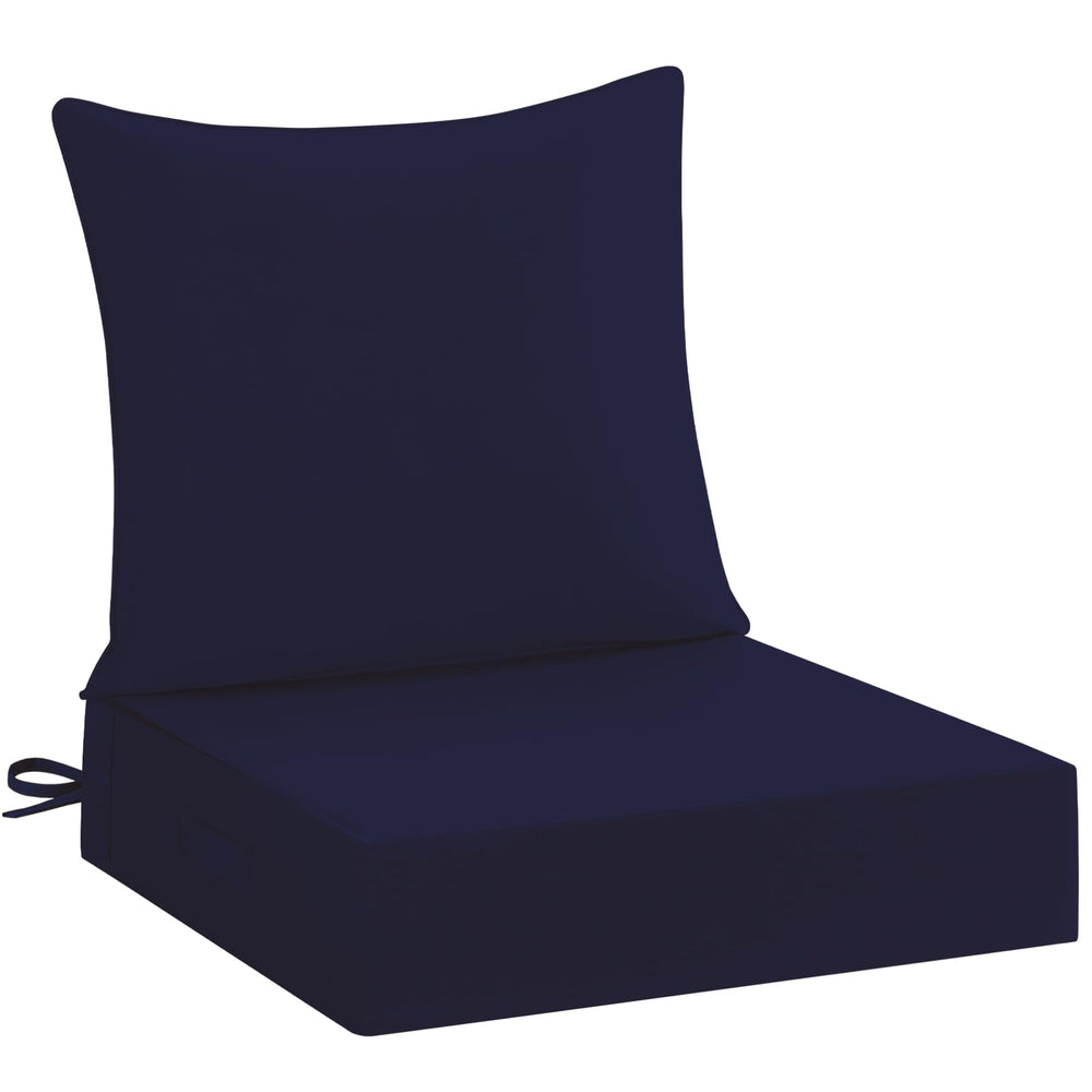downluxe front view navy cushion set showing neat finish and outdoor-ready look