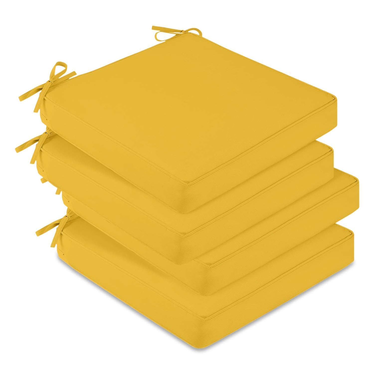 downluxe front view showing four yellow cushions and bright patio styling benefit durability