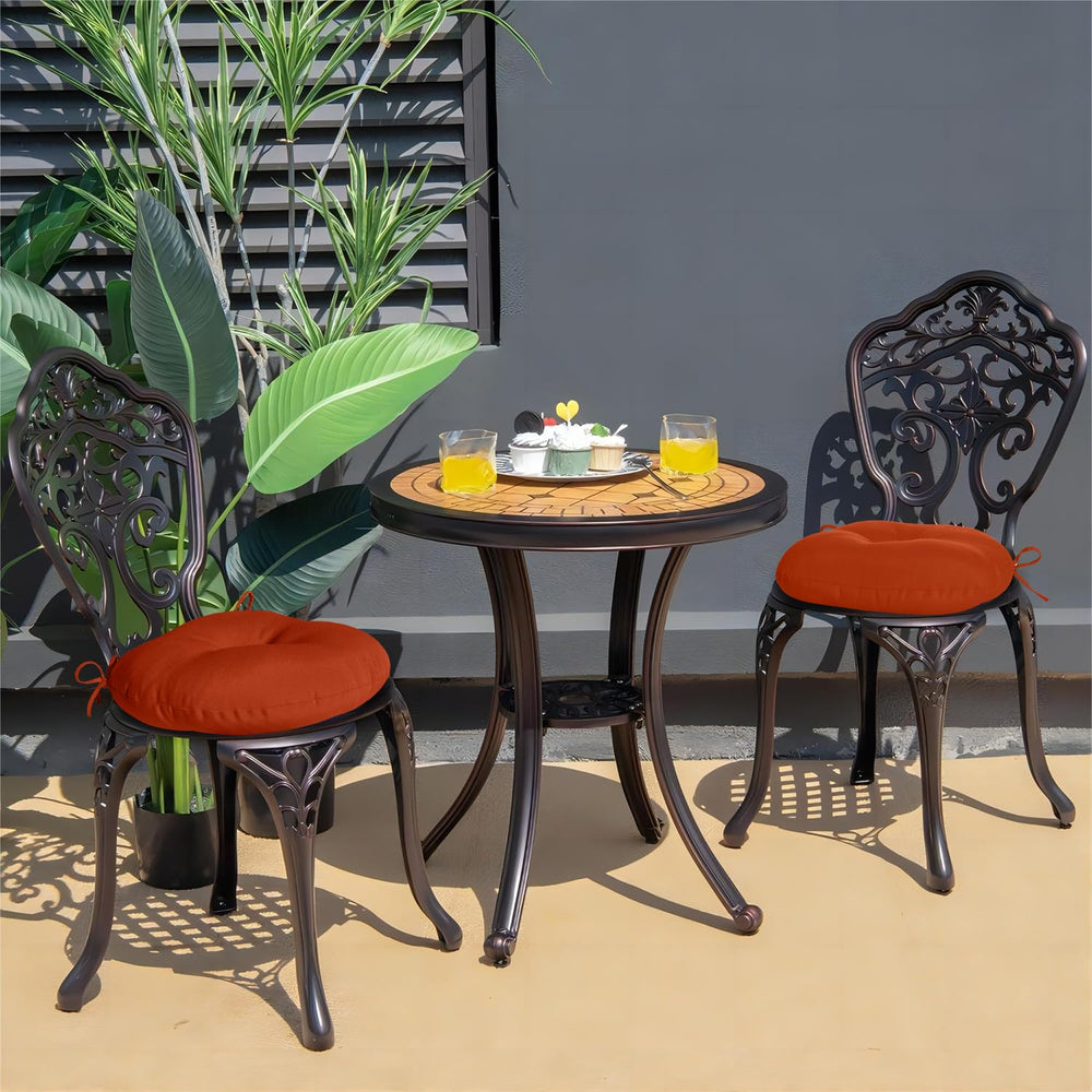 downluxe cushions on a patio table setting showing stylish look and outdoor-ready comfort
