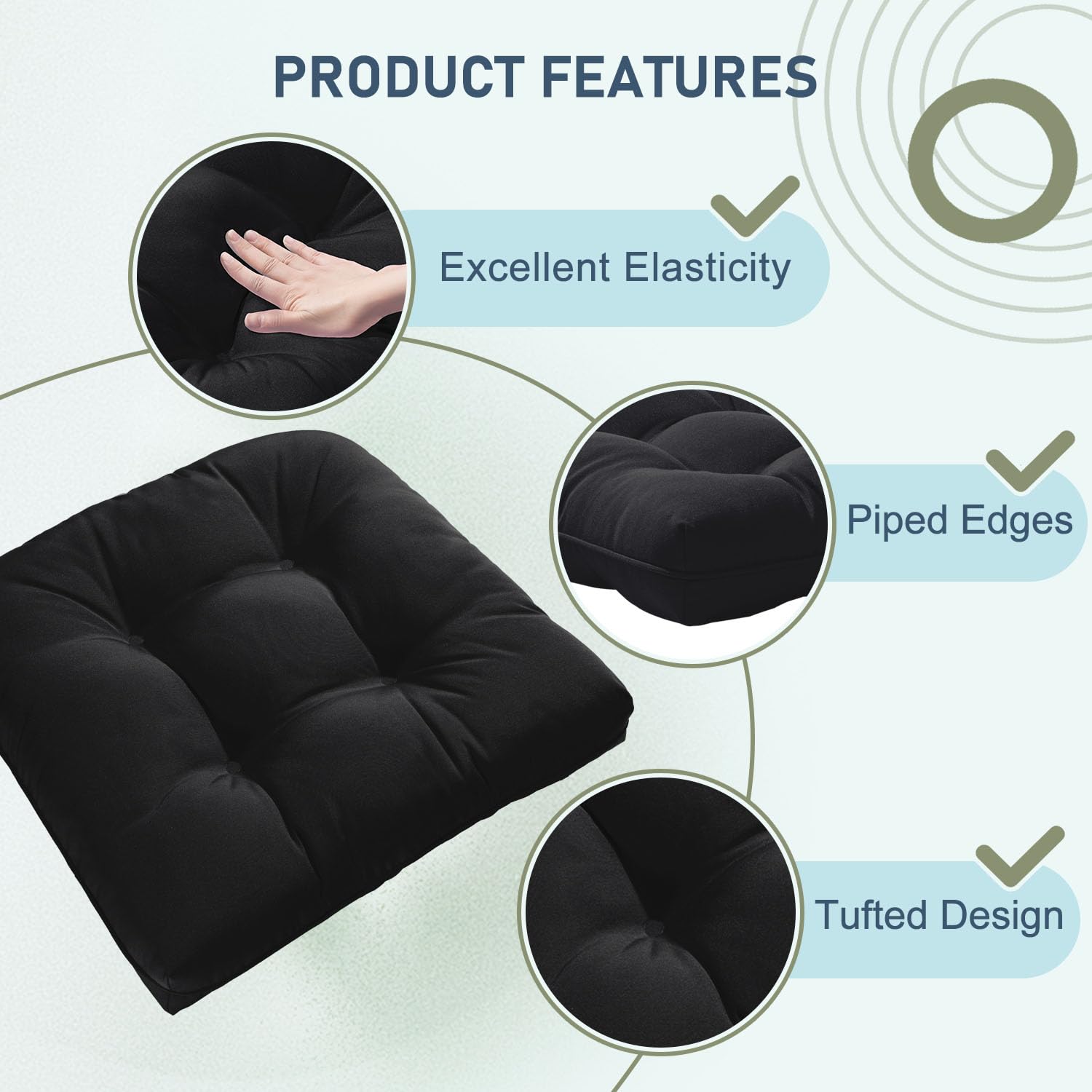 downluxe cushion on outdoor dining chair illustrating improved seat comfort