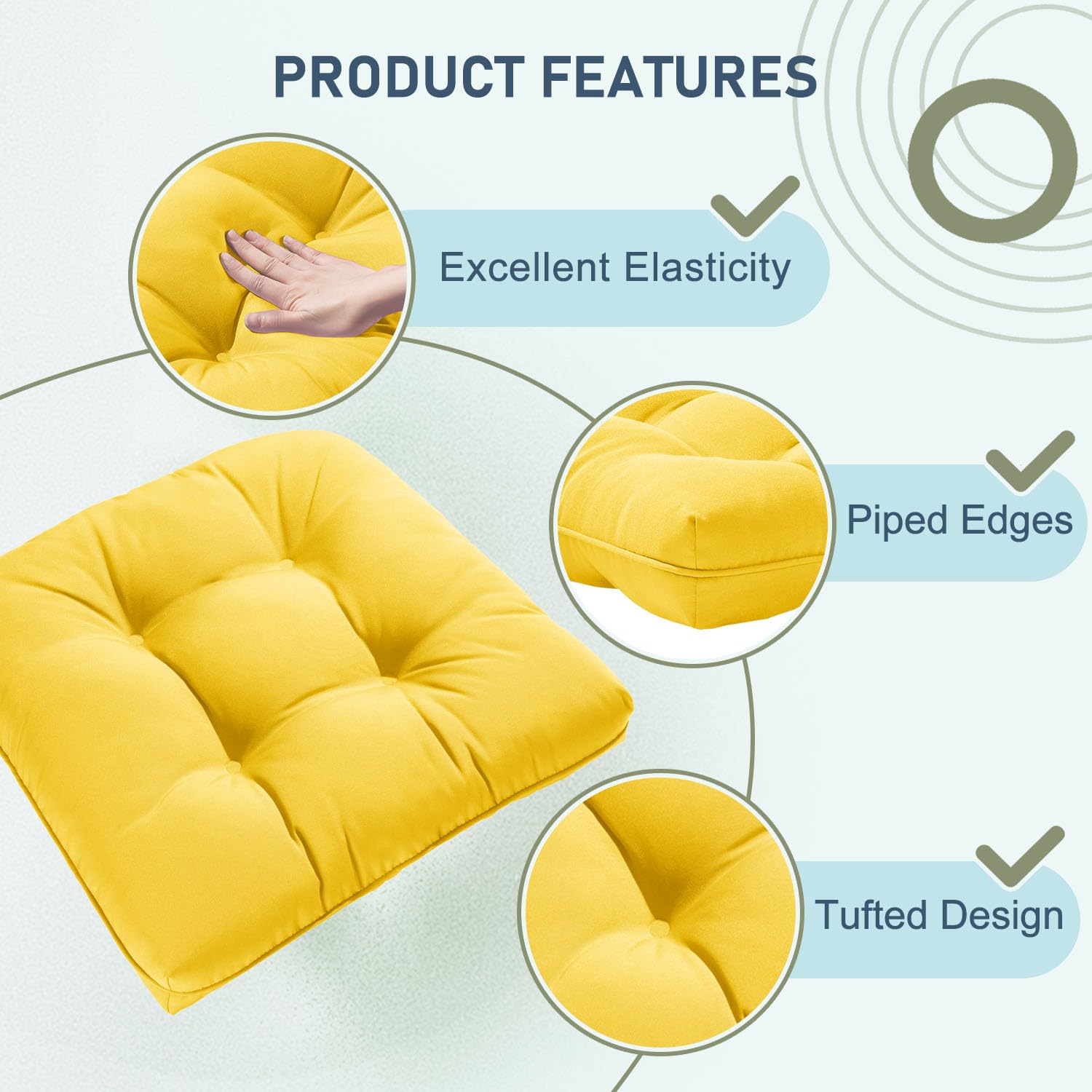 downluxe cushions in use on patio dining chairs offering cozy seating