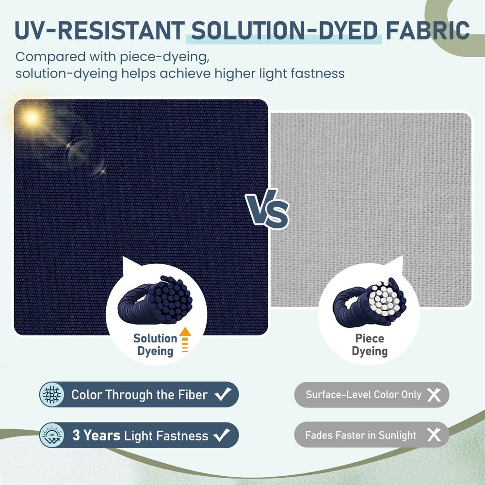 downluxe cushion in use on patio chair illustrating comfort and weather-resistant fabric