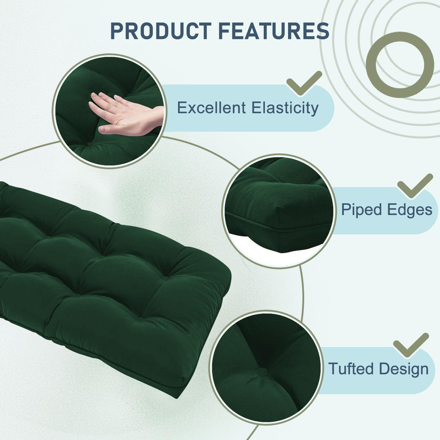 downluxe bench cushion on a porch swing demonstrating comfortable outdoor use