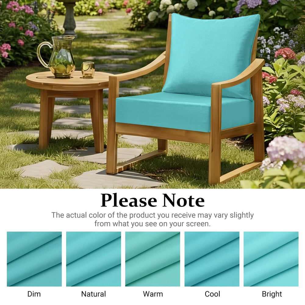 downluxe cushions on a lit patio at dusk conveying comfort and inviting outdoor relaxation