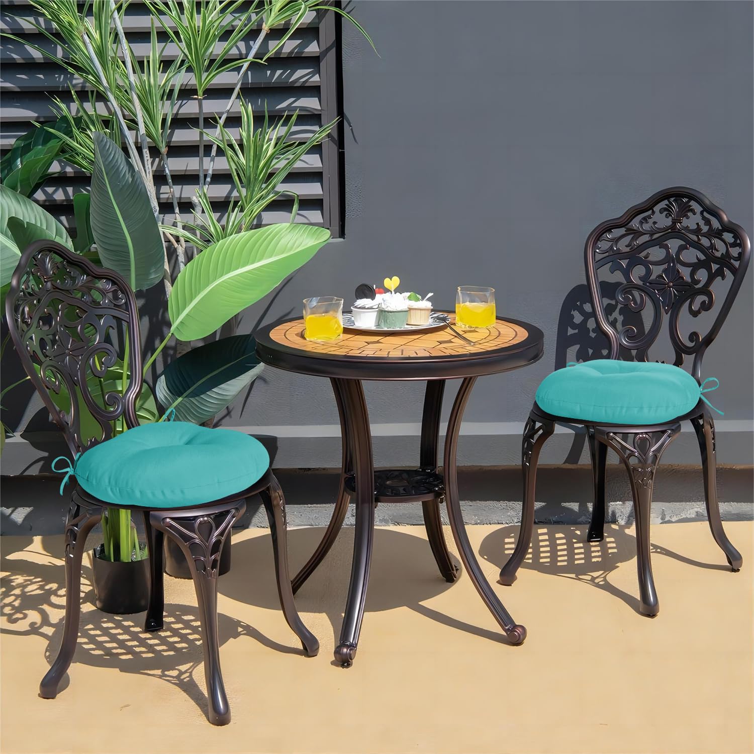 downluxe lifestyle patio setup adding color and comfortable seating