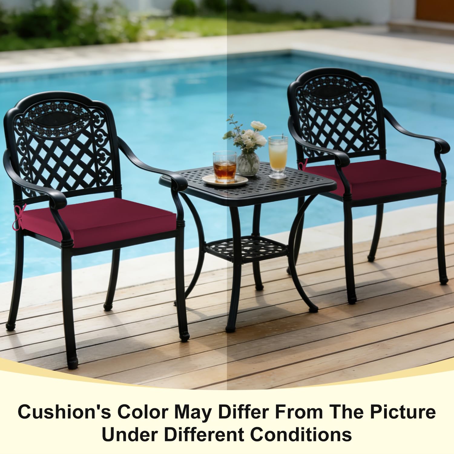 downluxe lifestyle patio table setting showing comfort and color appeal
