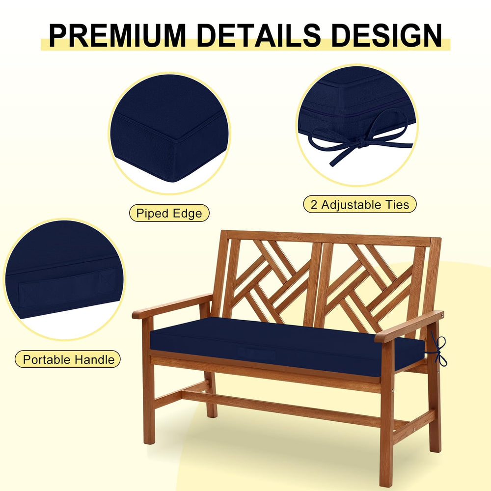 downluxe on porch bench in navy enhancing outdoor seating comfort and style