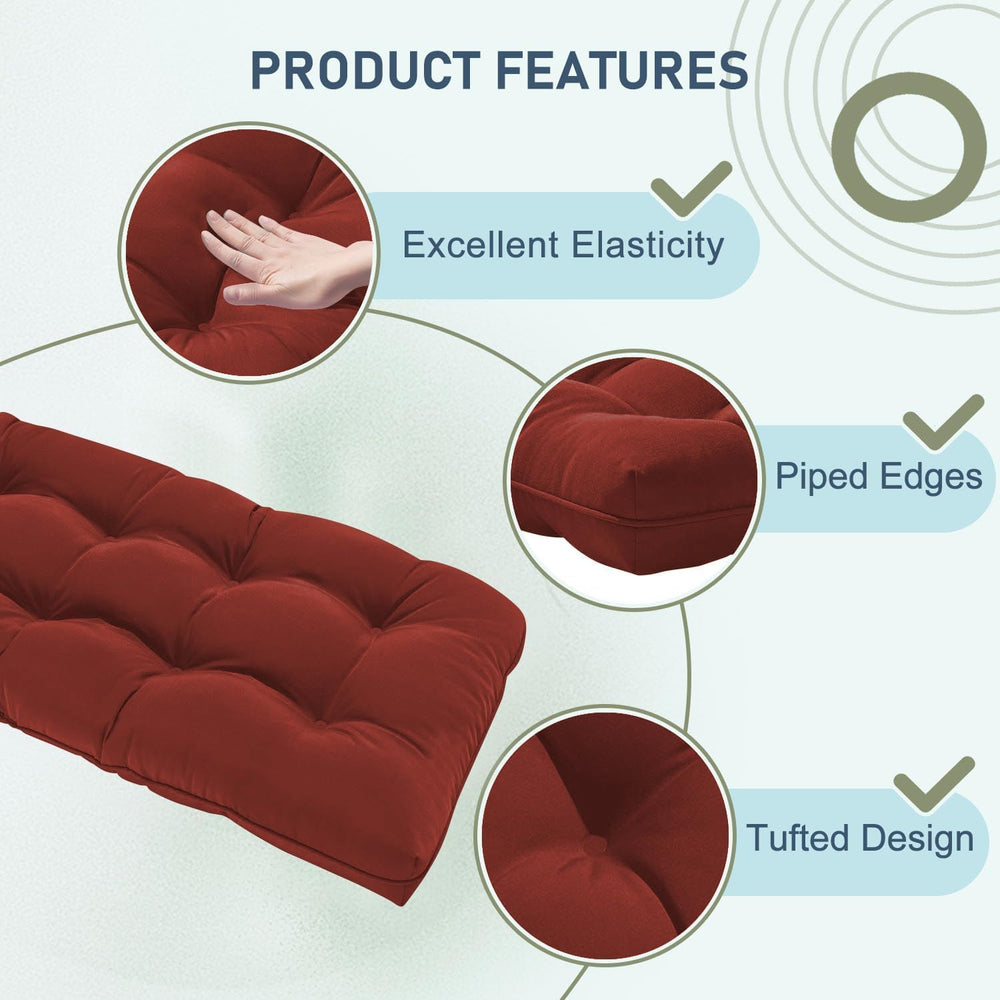 downluxe cushion on bench to show fit and size comparison benefit