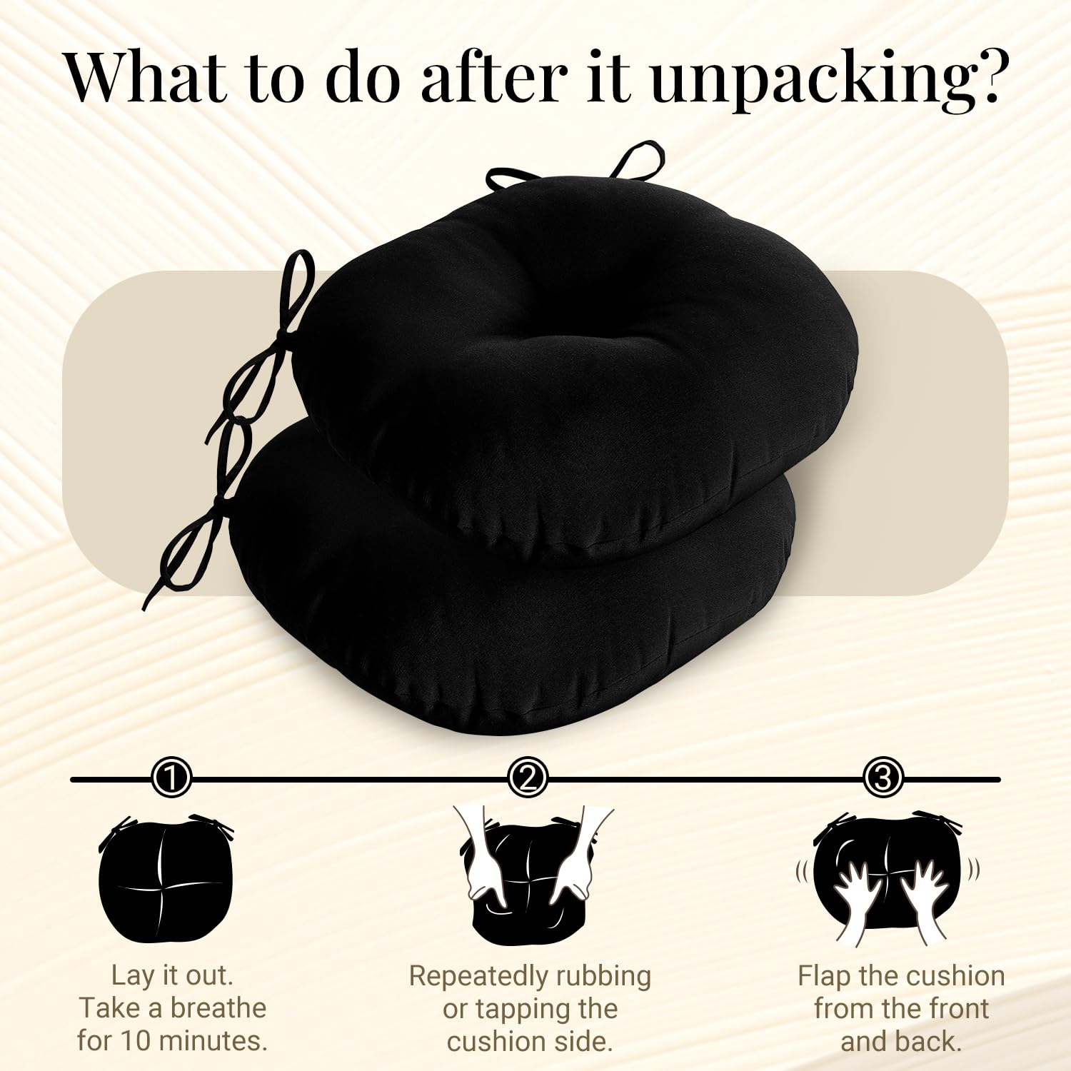 downluxe cushion beside measuring tape showing 15 inch size for accurate fit
