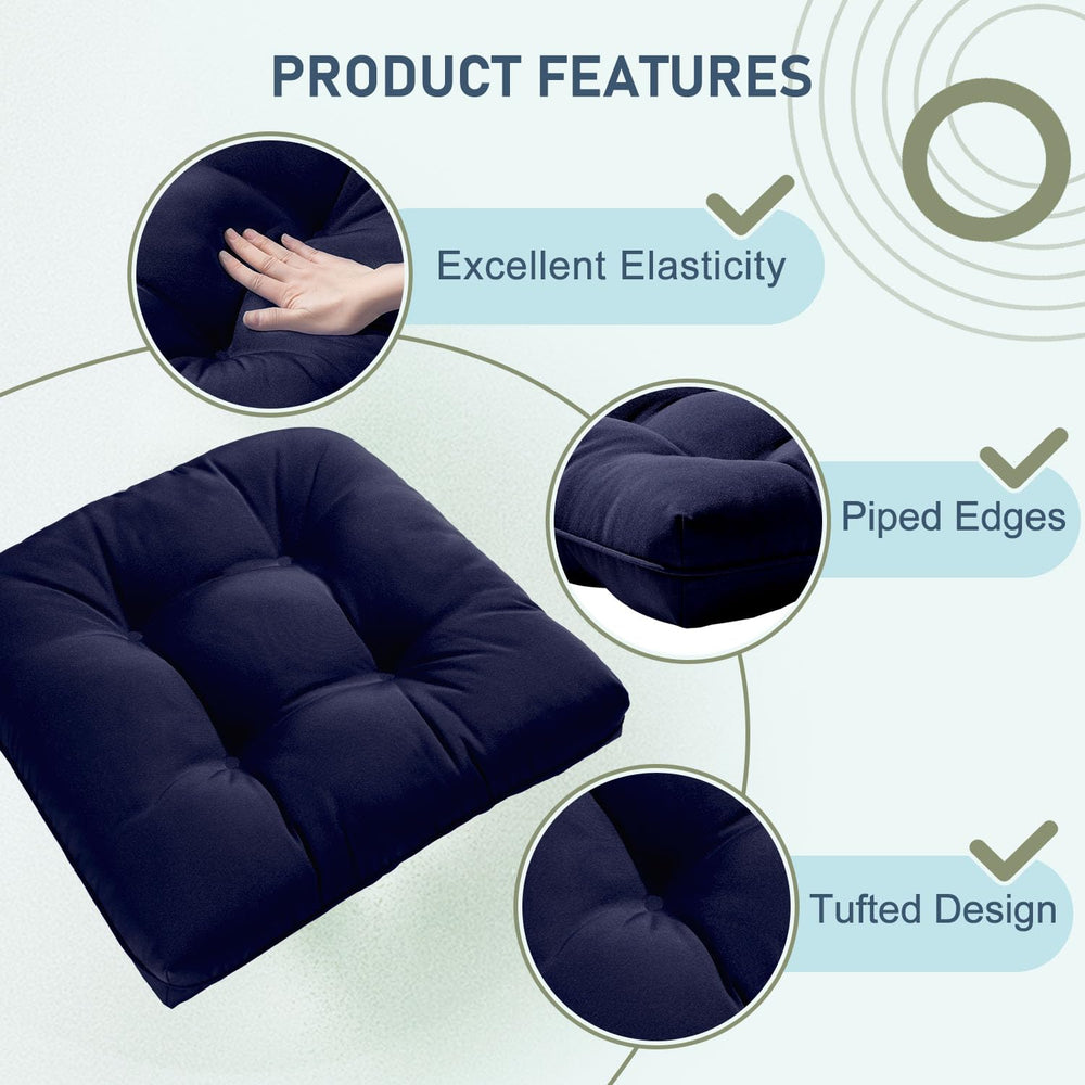 downluxe cushion with ruler showing 19x19x5 dimensions for accurate fit assessment