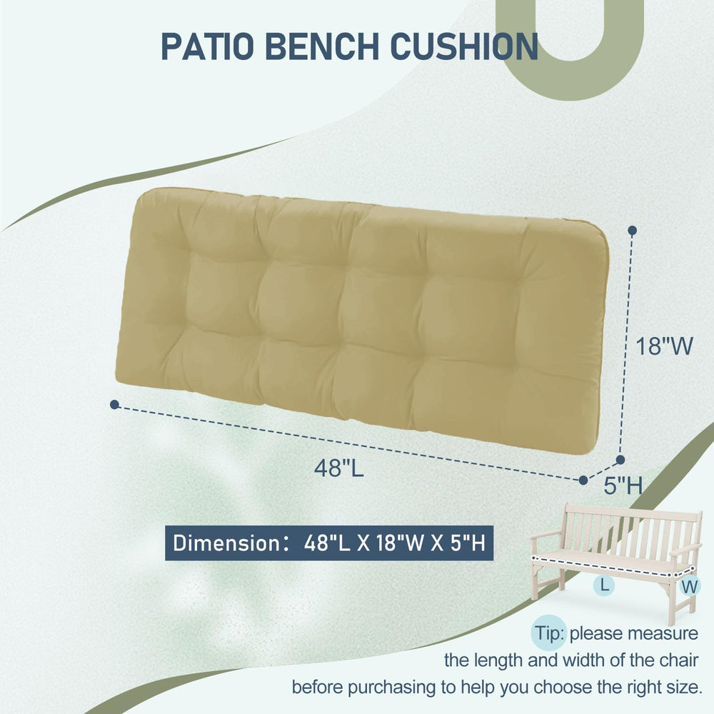 downluxe cushion placed on 48-inch bench showing accurate size fit