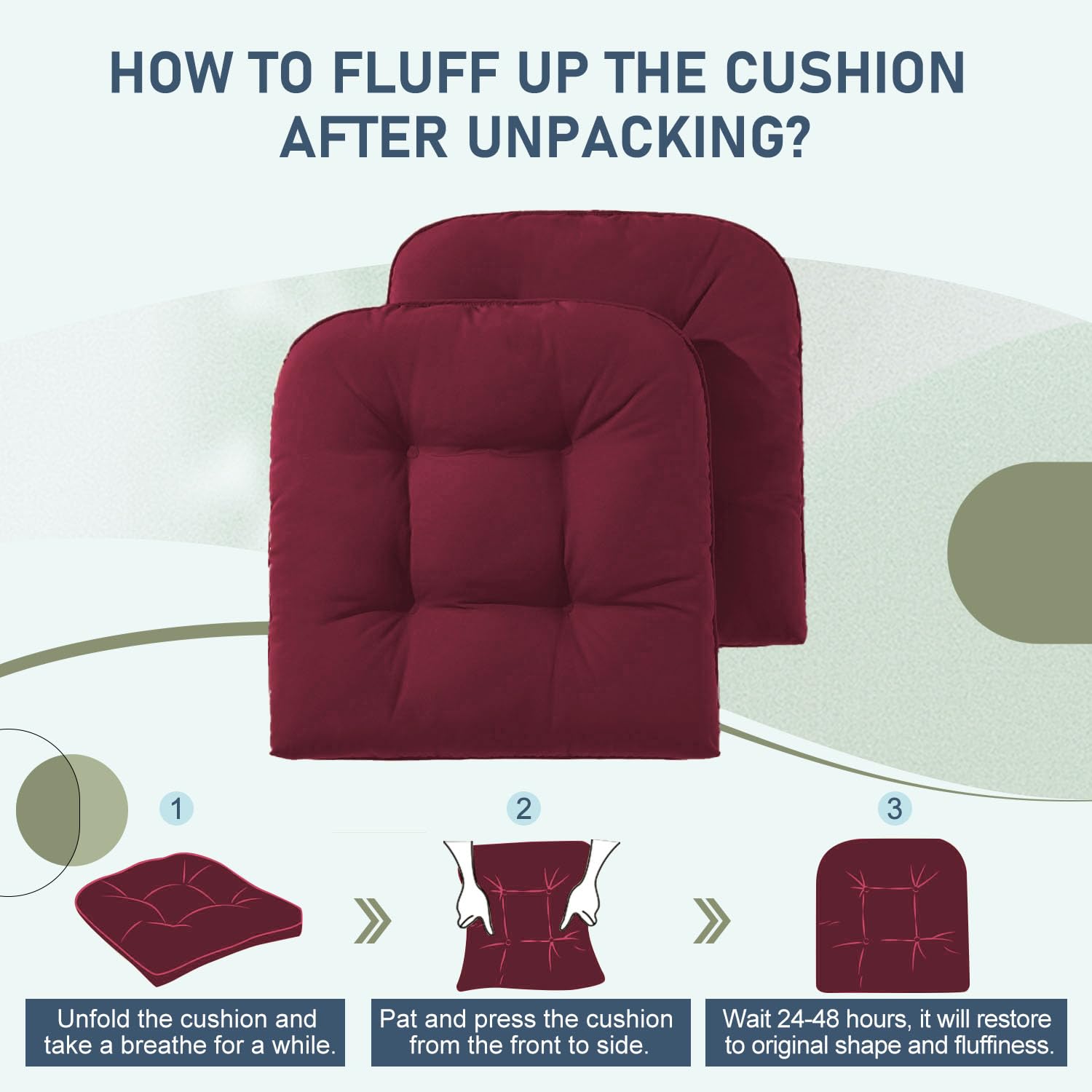 downluxe cushion next to chair showing true 19x19x5 size fit