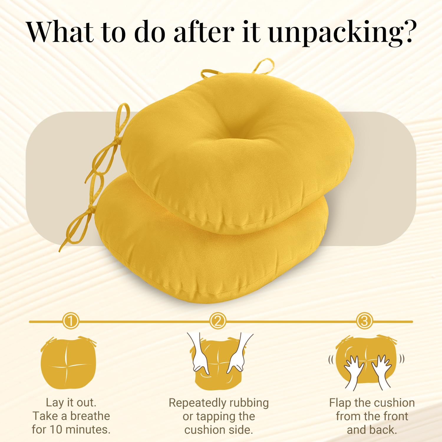 downluxe cushion on chair showing 15 inch size and scale fit