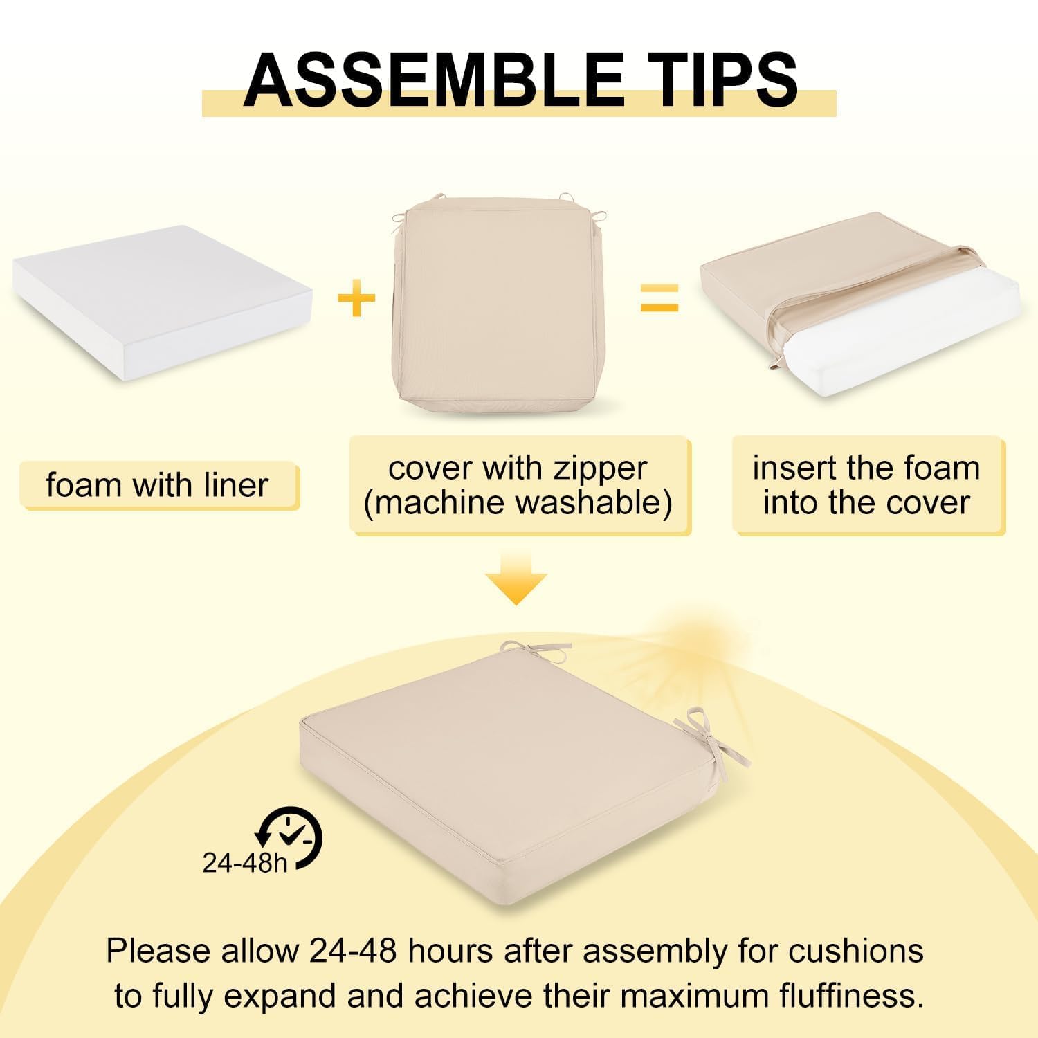 downluxe cushion on chair with ruler showing 19x19x3 inch size for fit guidance
