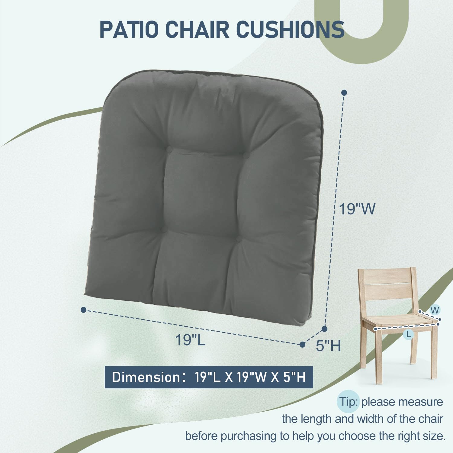 downluxe cushion beside a ruler showing 19x19 inch dimensions for accurate fit