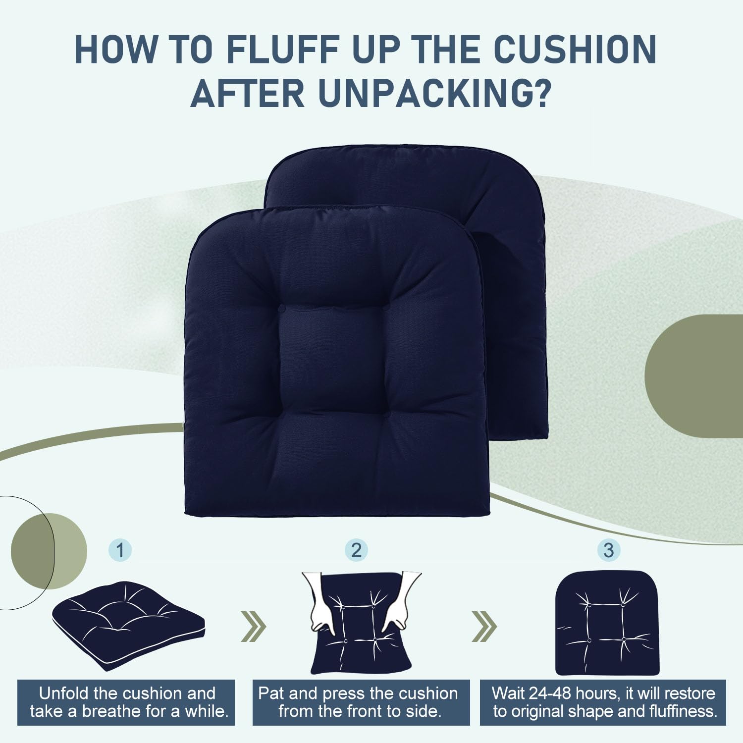 downluxe four cushions stacked to show uniform shape and convenient storage readiness