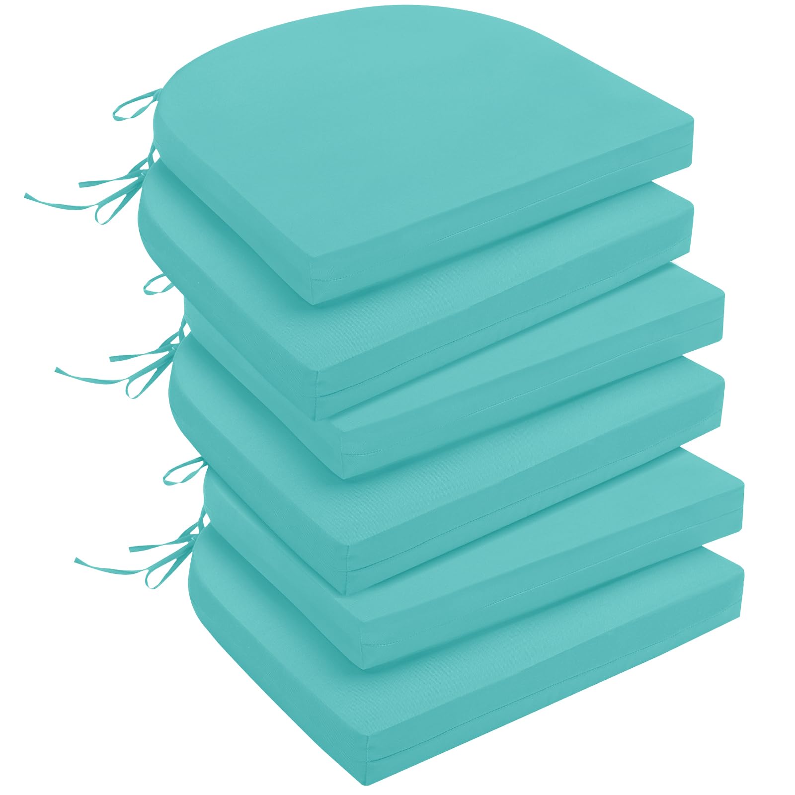 downluxe front view of six teal cushions stacked, shows color and compact pack