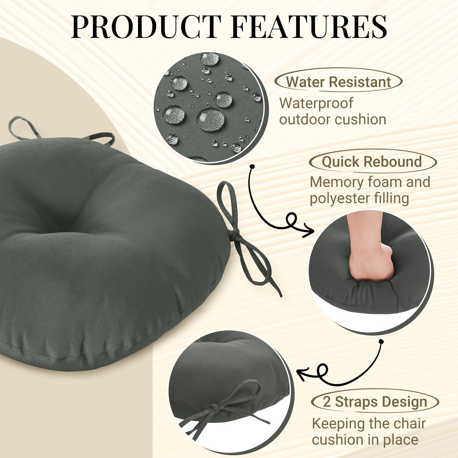 downluxe ties and attachment detail demonstrating secure non-slip fastening