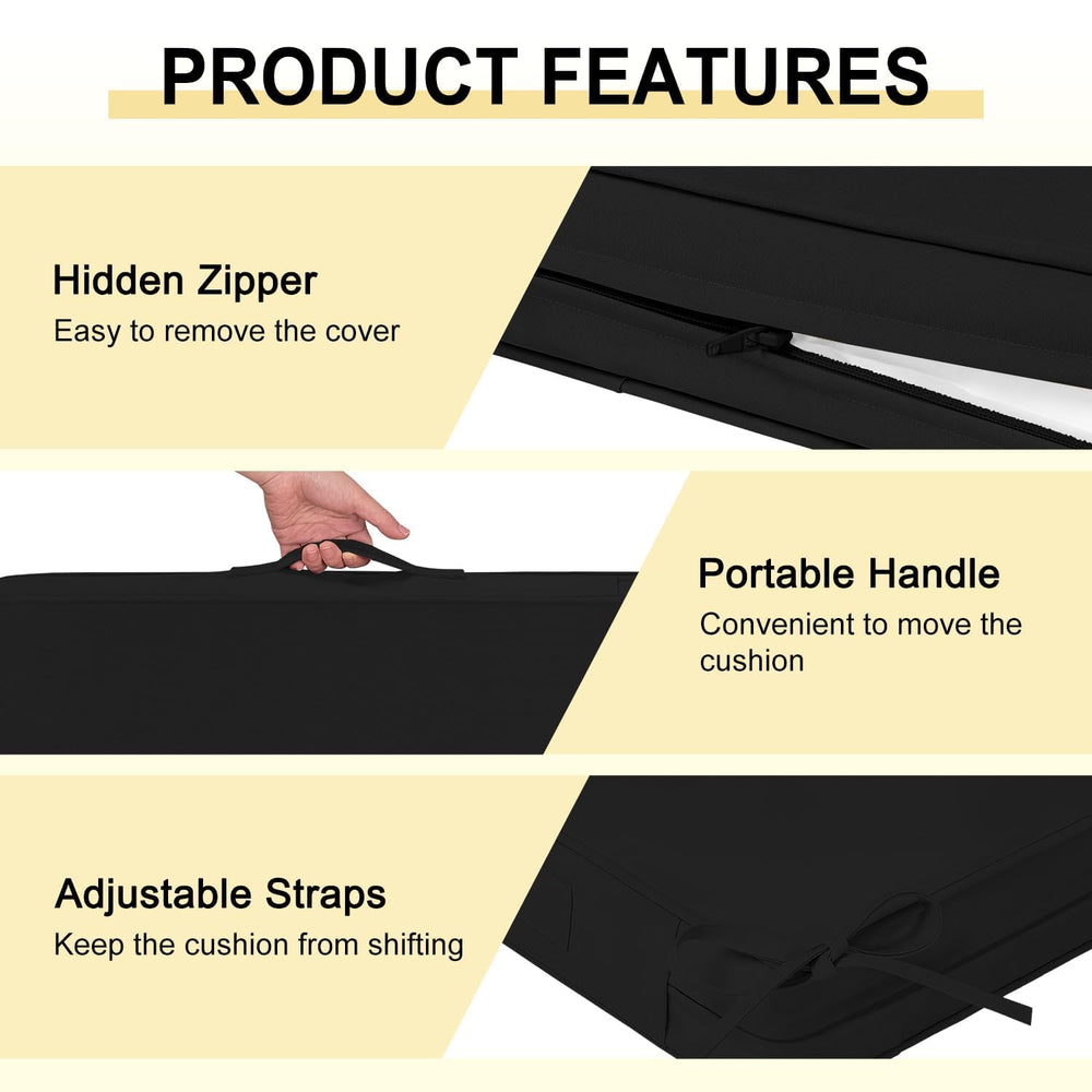 downluxe corner ties fastened to chair frame to prevent cushion slipping during use