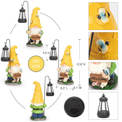 DoYouzhuo8 gnome placed among plants to show garden styling and solar charging benefit