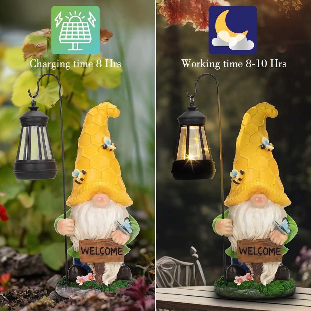 DoYouzhuo8 gnome lantern lit at night providing warm ambient outdoor illumination