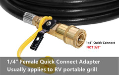 DOZYANT hose connected to QCC1 propane tank demonstrating safe tank attachment