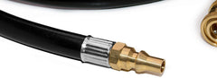 DOZYANT hose connecting to RV propane outlet demonstrating easy hookup
