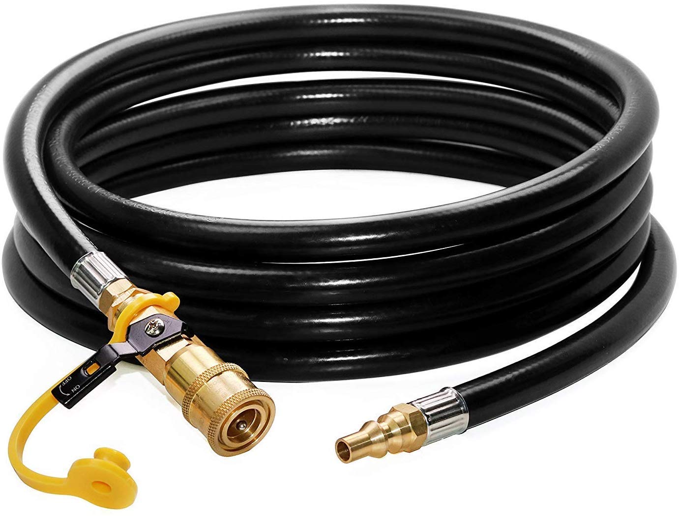 DOZYANT front view of 18ft propane hose shows product and benefits