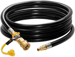 DOZYANT front view of 18ft propane hose shows product and benefits