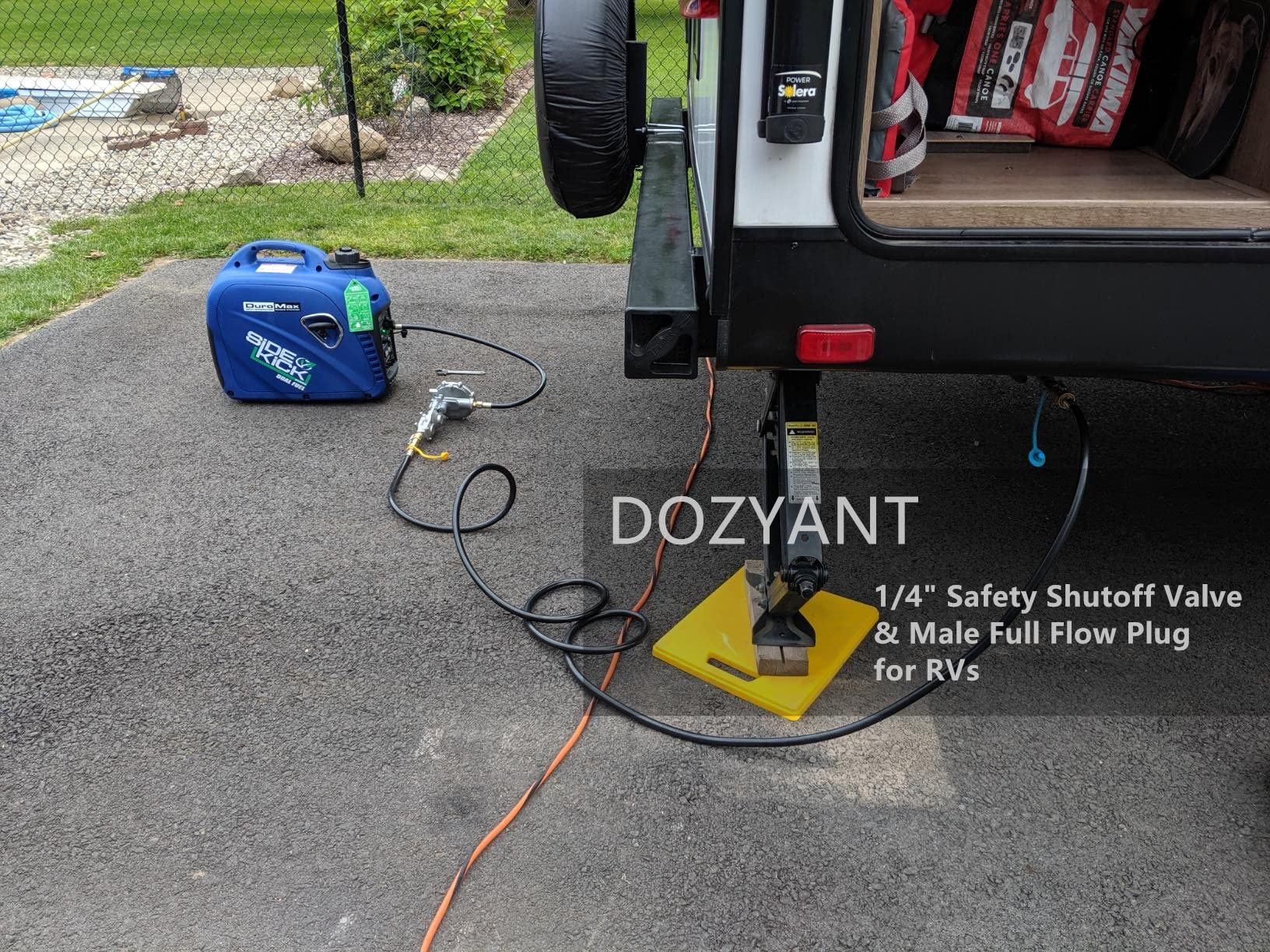 DOZYANT hose attached to a grill showing convenient cooksite setup