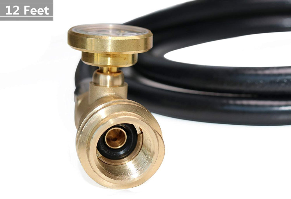 DOZYANT hose connected to a backyard grill for safer tank placement