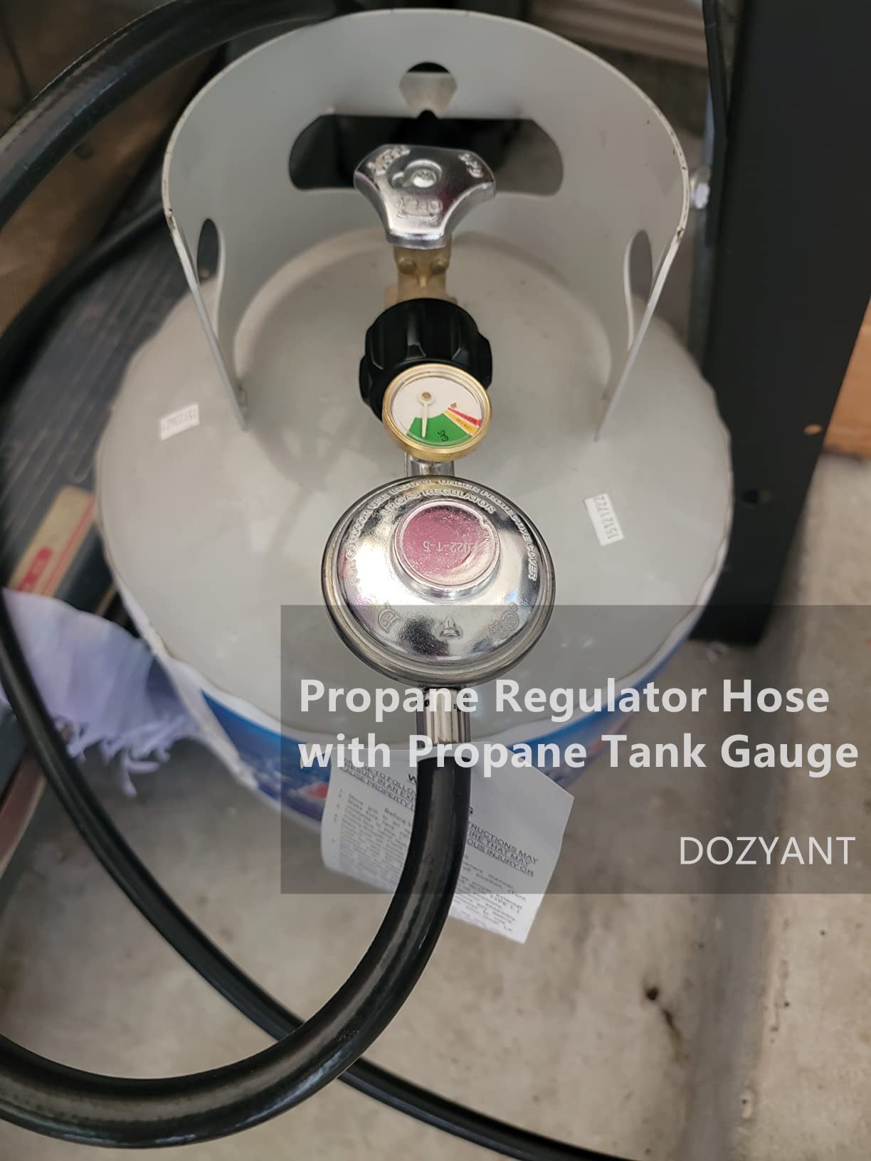 DOZYANT hose beside tape measure showing 12-foot length for better reach