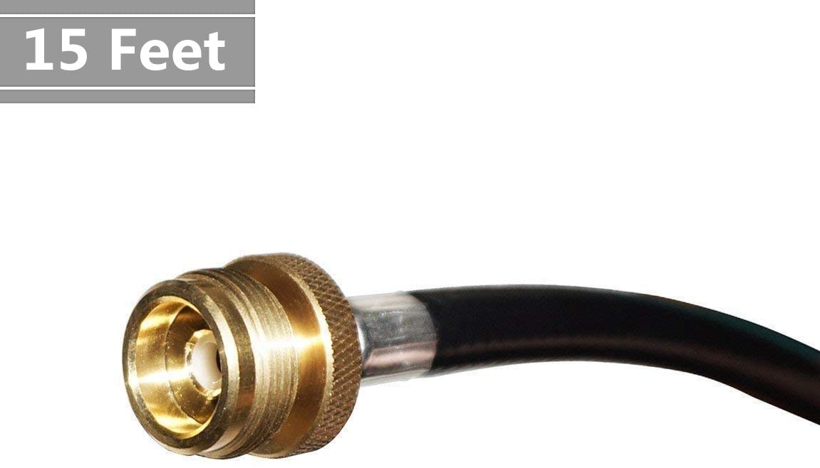 DOZYANT adapter beside a 20 lb propane cylinder showing proper size compatibility