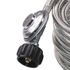 DOZYANT close-up of stainless-steel braided hose highlighting abrasion resistance