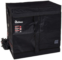 DR. INFRARED HEATER front view of tent showing full enclosure and zipper, demonstrating portability
