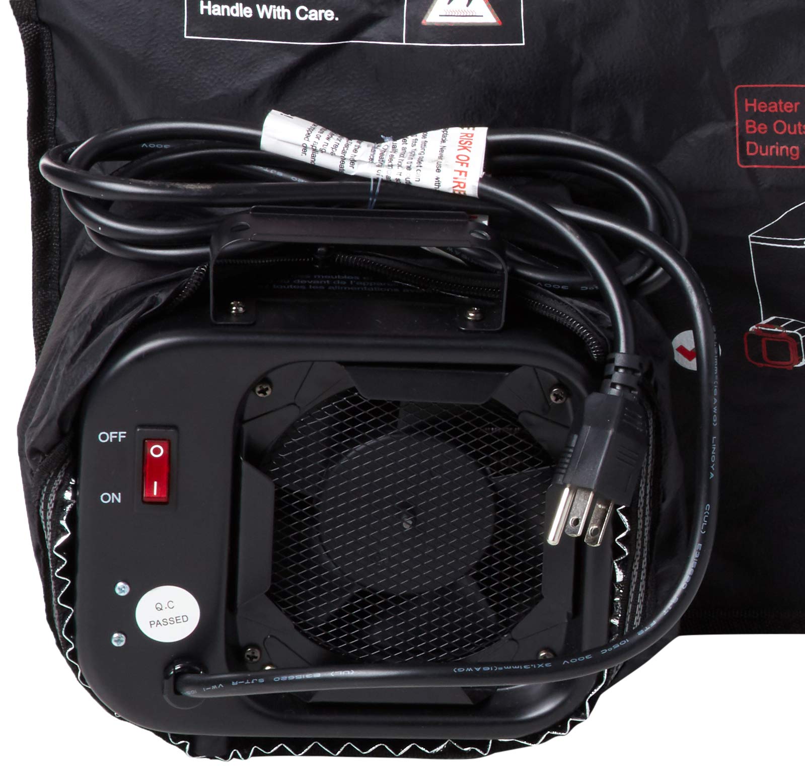 DR. INFRARED HEATER tent in bedroom with luggage and clothes inside, showing convenient at-home use