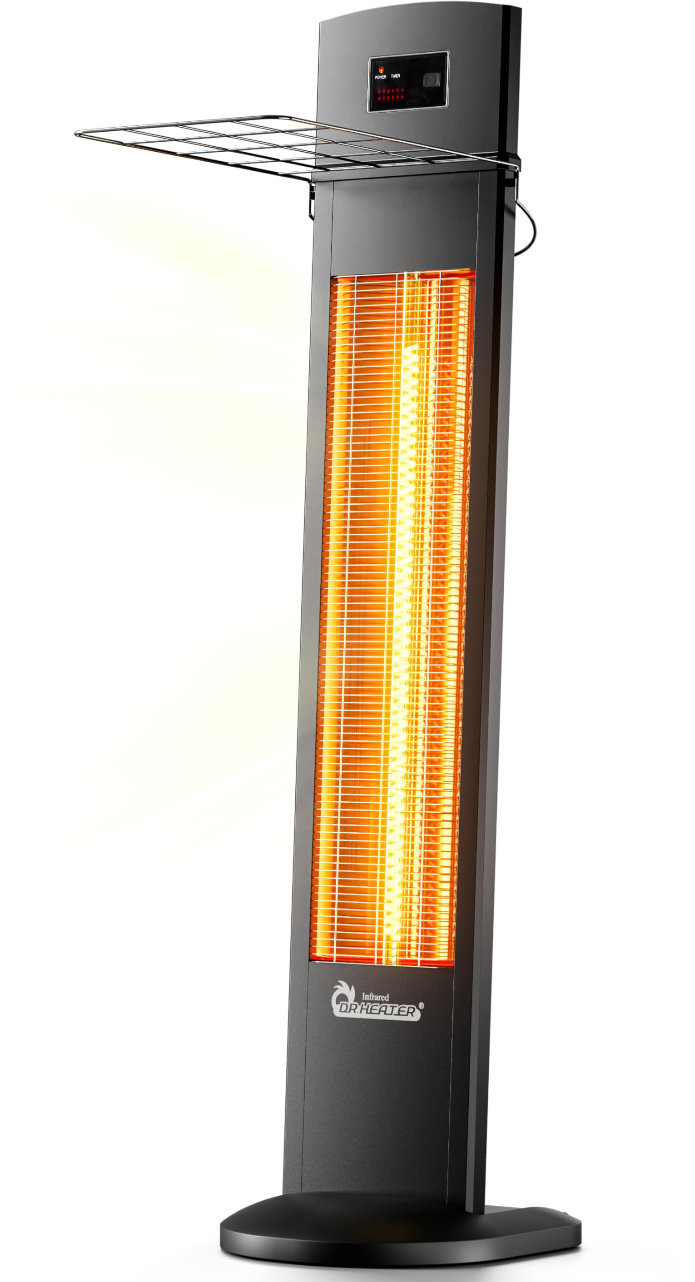 DR. INFRARED HEATER front view showing compact design and instant warmth benefit
