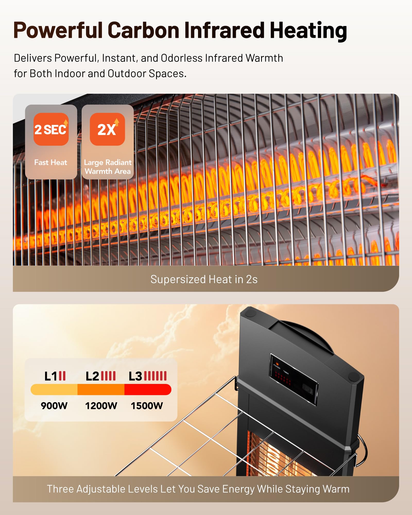 DR. INFRARED HEATER reflective aluminum detail boosting heat direction benefit