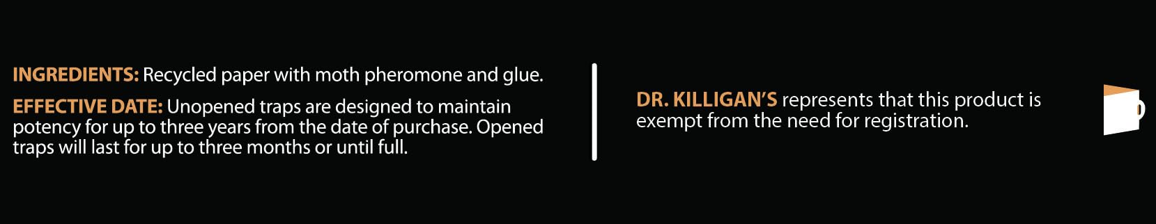 Dr. Killigan's instruction diagram explaining peel-fold-place steps for quick setup