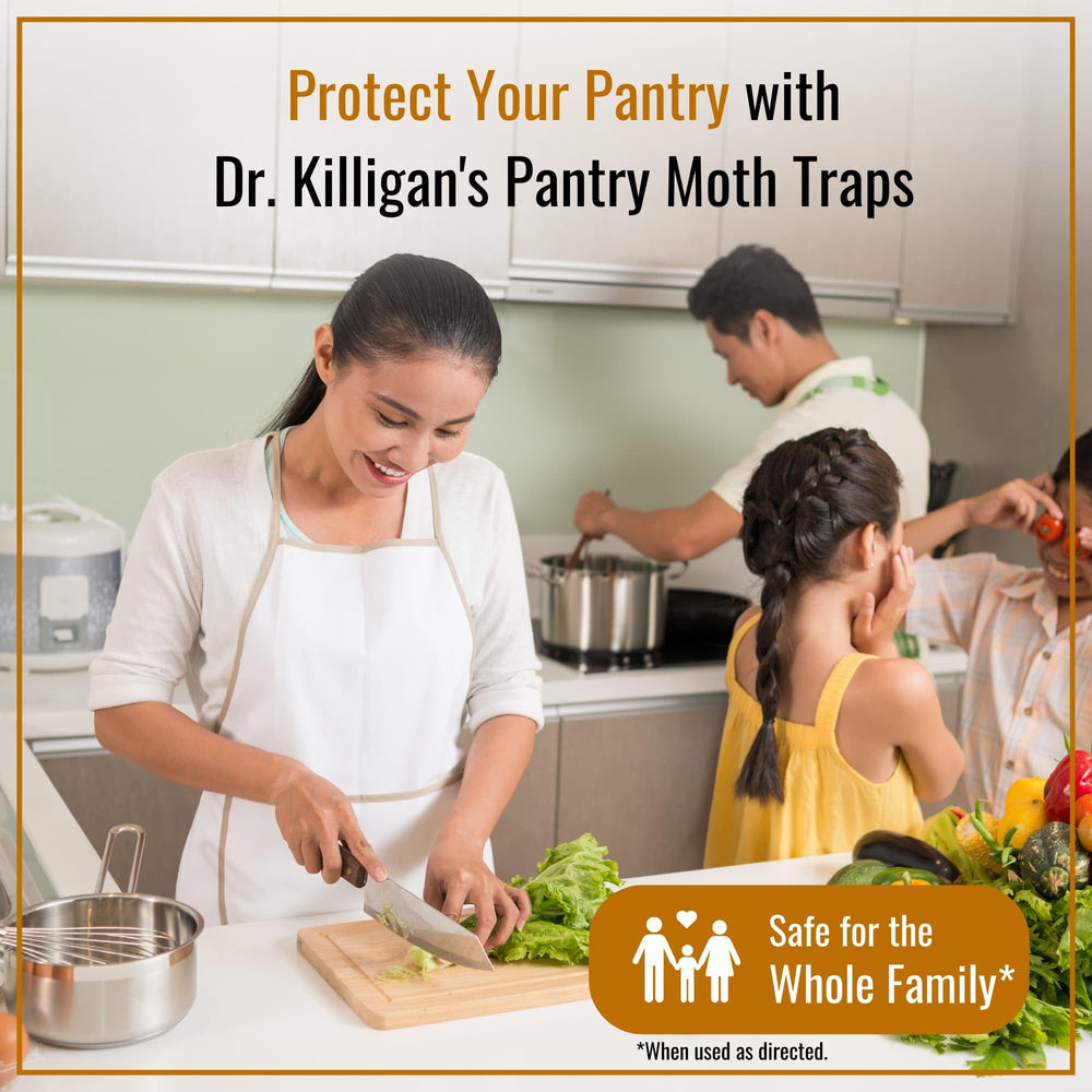 Dr. Killigan's trap positioned on pantry shelf guarding dry goods from infestations