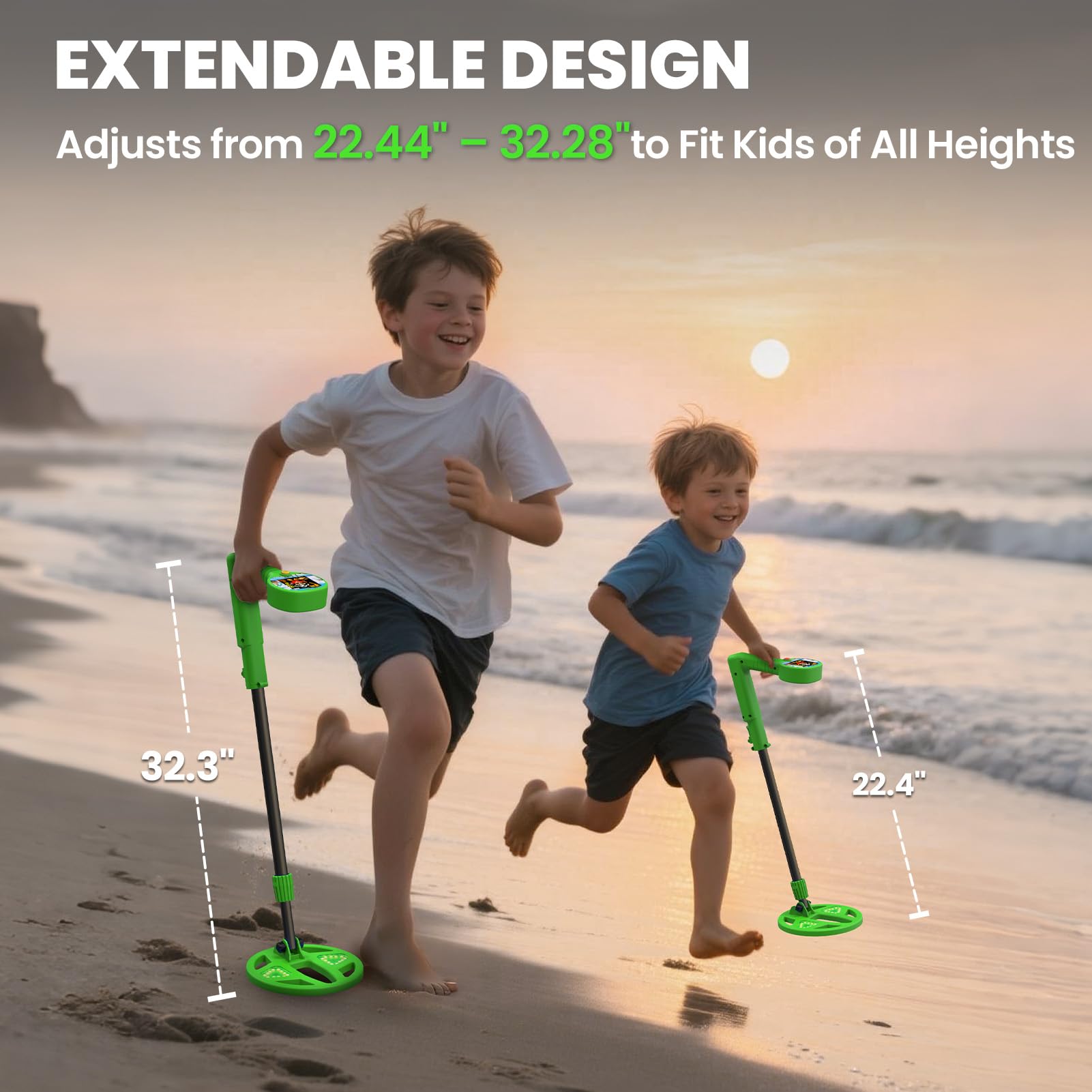 DR.ÖTEK adjustable stem demonstrated alongside ruler to show size range for growing kids