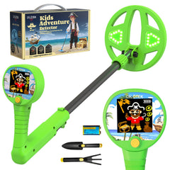 DR.ÖTEK front view of kids metal detector showing colorful LCD and control panel for easy play